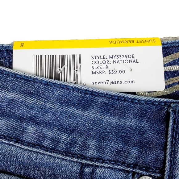 NWT Seven7 $59 Wms 9" Sunset Bermuda Jean Fray Shorts - Picture 5 of 8